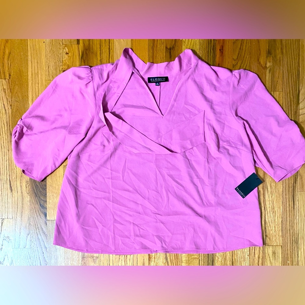 ELOQUII Women’s Pink Blouse Size 20 3/4 Sleeve Plus Size Top